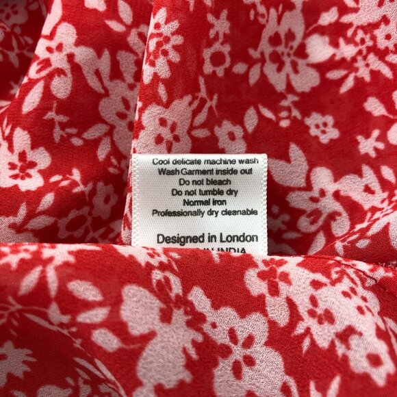zink London Red Floral Print Tunic Style Top - Picture 8 of 8